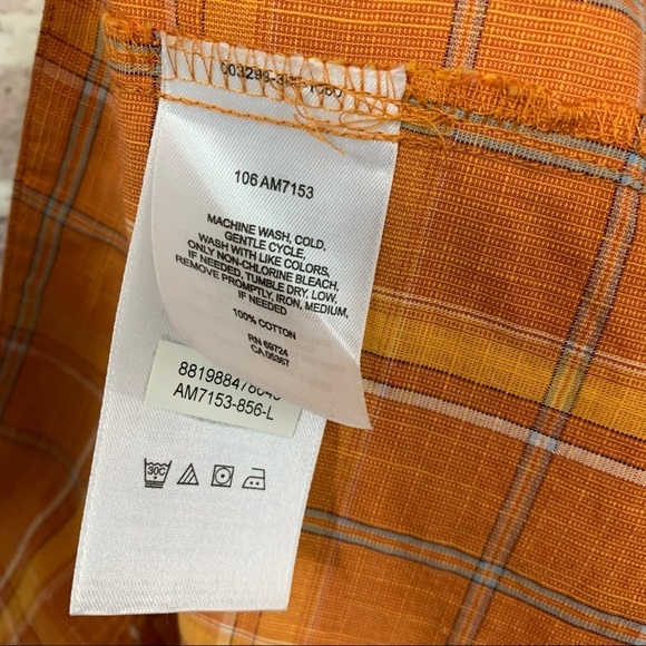 Columbia Orange Check Button Short Sleeve Shirt - Picture 8 of 8